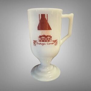 VINTAGE MILK GLASS FOOTED MUG WITH HANDLE